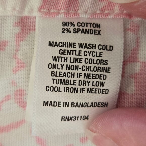 Crown & Ivy Mens Pink Floral Hawaiian Style Camp Shirt Short-Sleeve Large - Picture 8 of 9